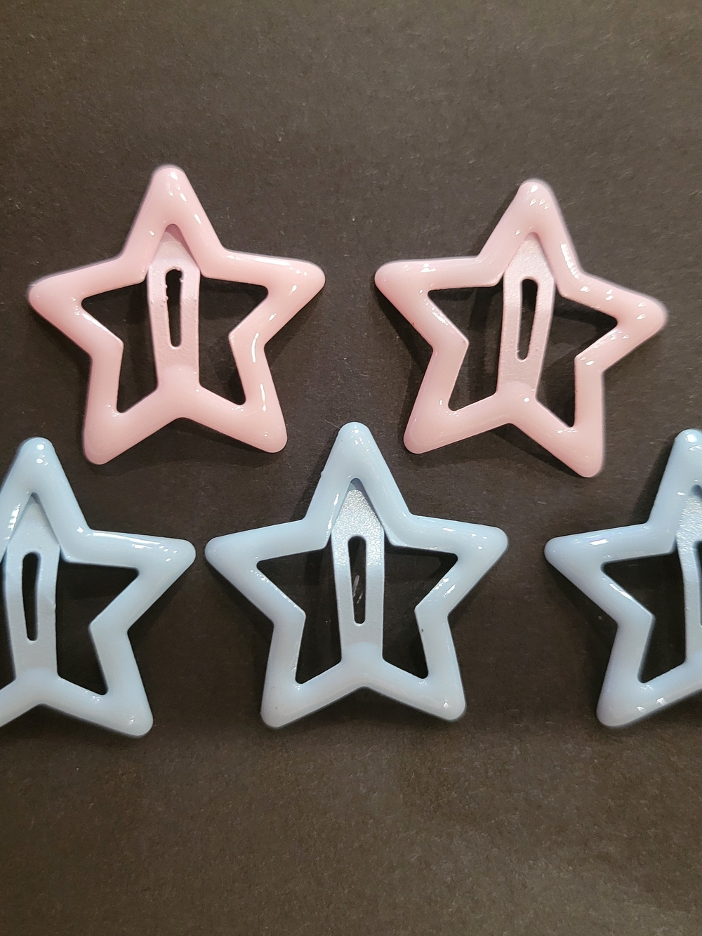 Star Hair Clips - Pink & Light Blue Set